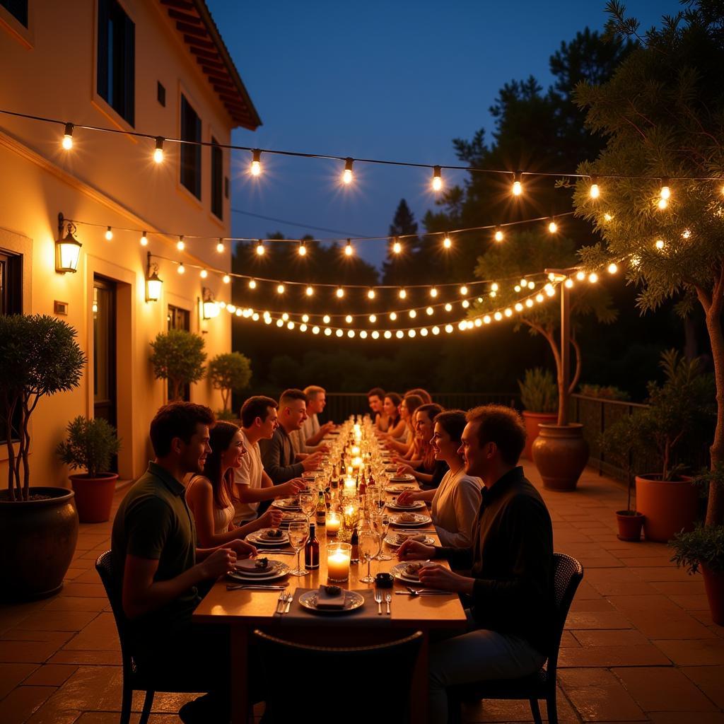 Lively Spanish Terrace Evening Gathering