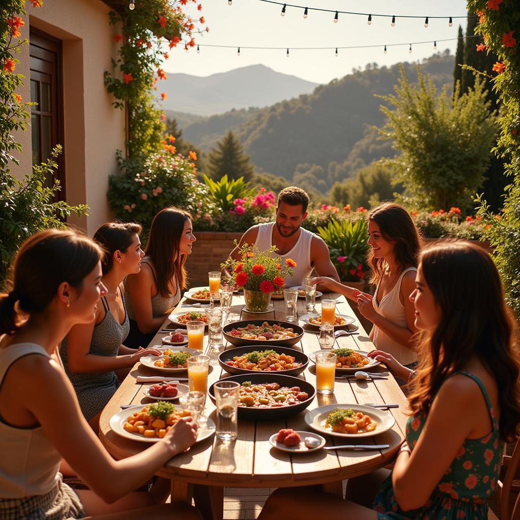 Spanish terrace paella party