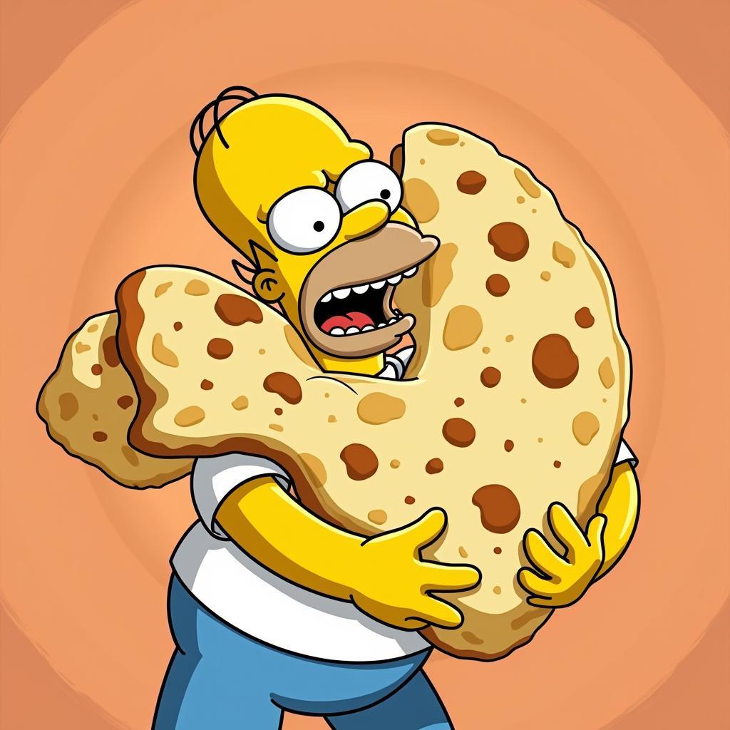 Homer Simpson with a Giant Spanish Tortilla