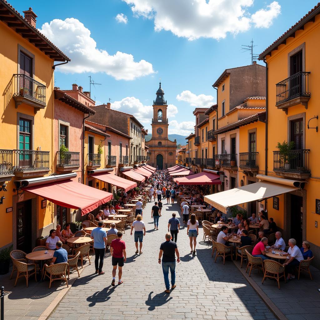 Bustling Spanish Town Square