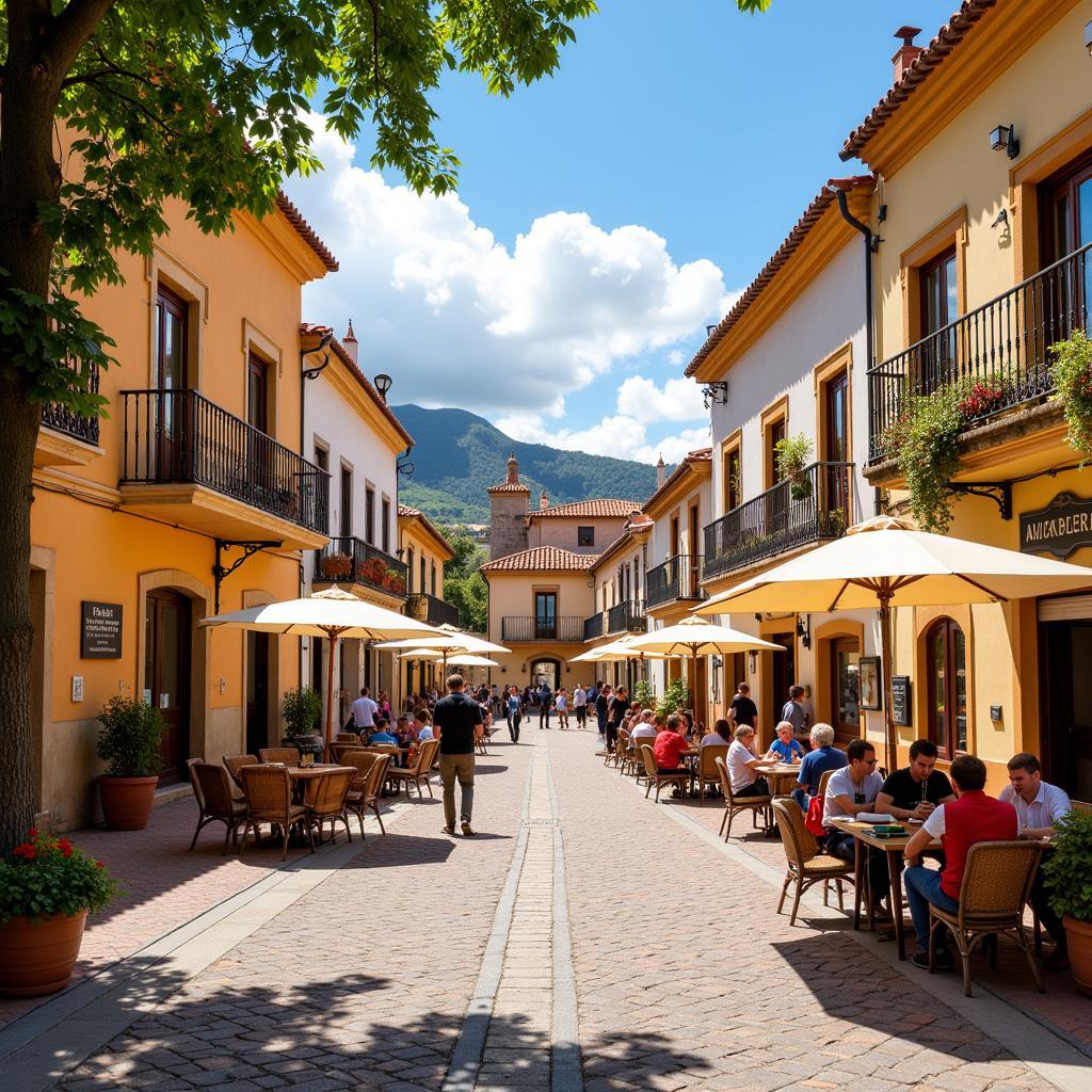 Bustling Spanish Town Square