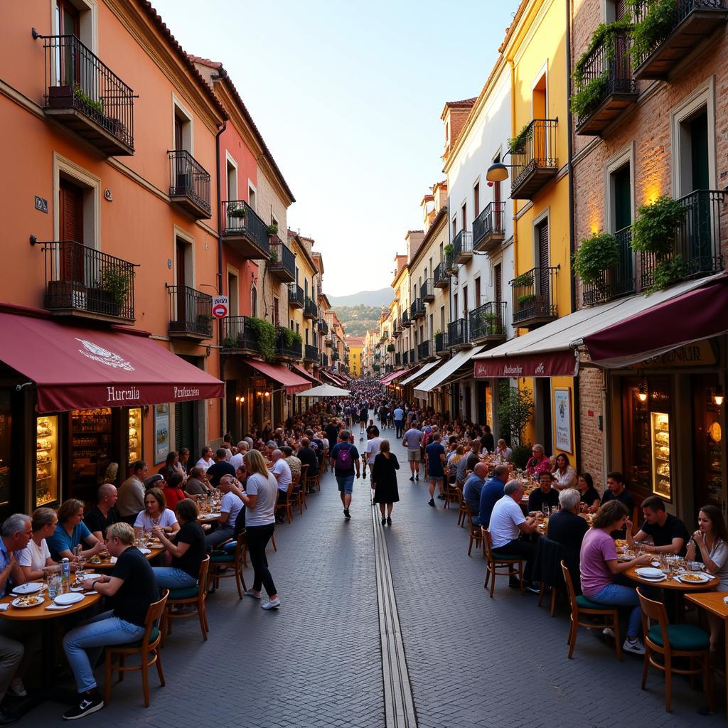 Bustling town square in Spain