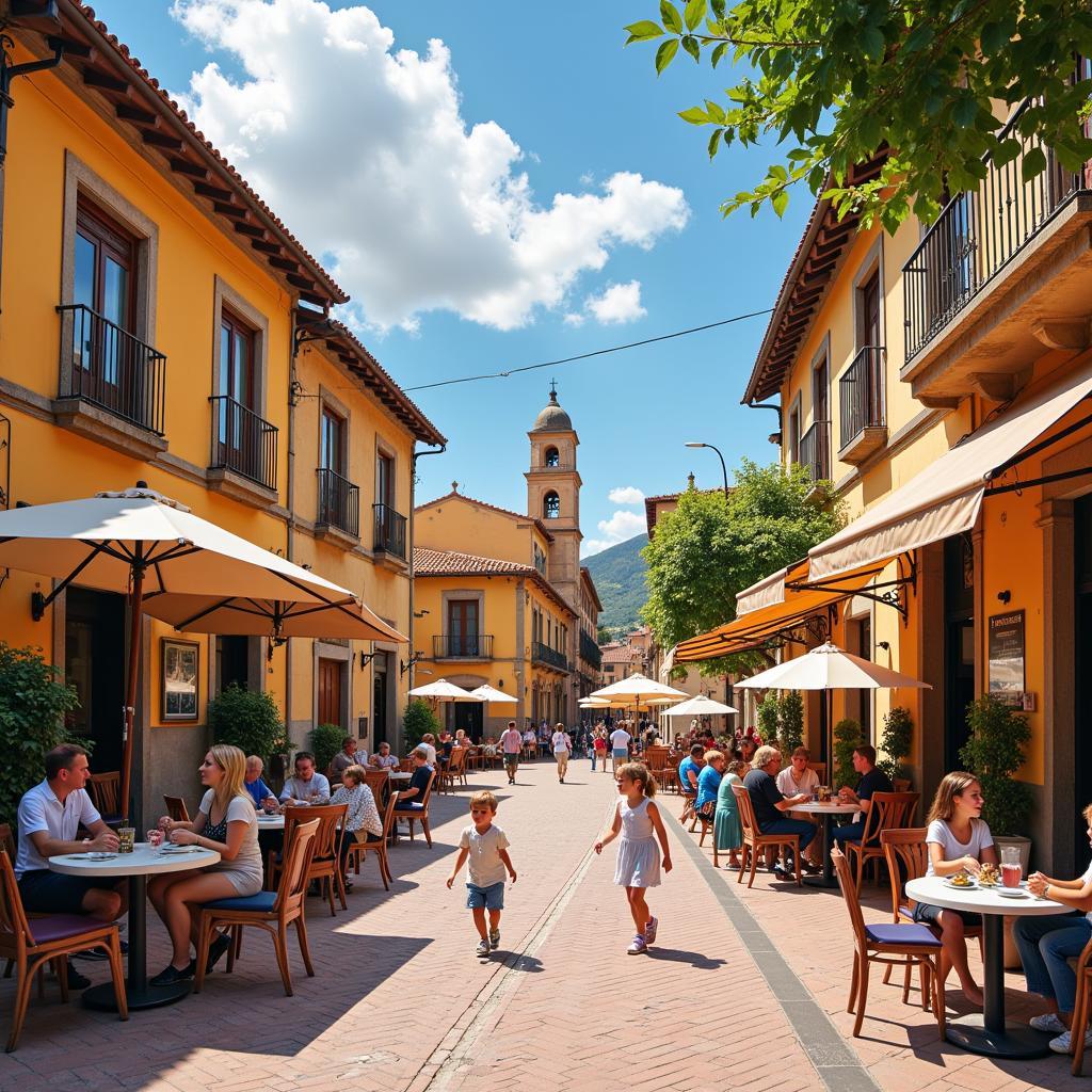 Bustling Town Square in Southern Spain