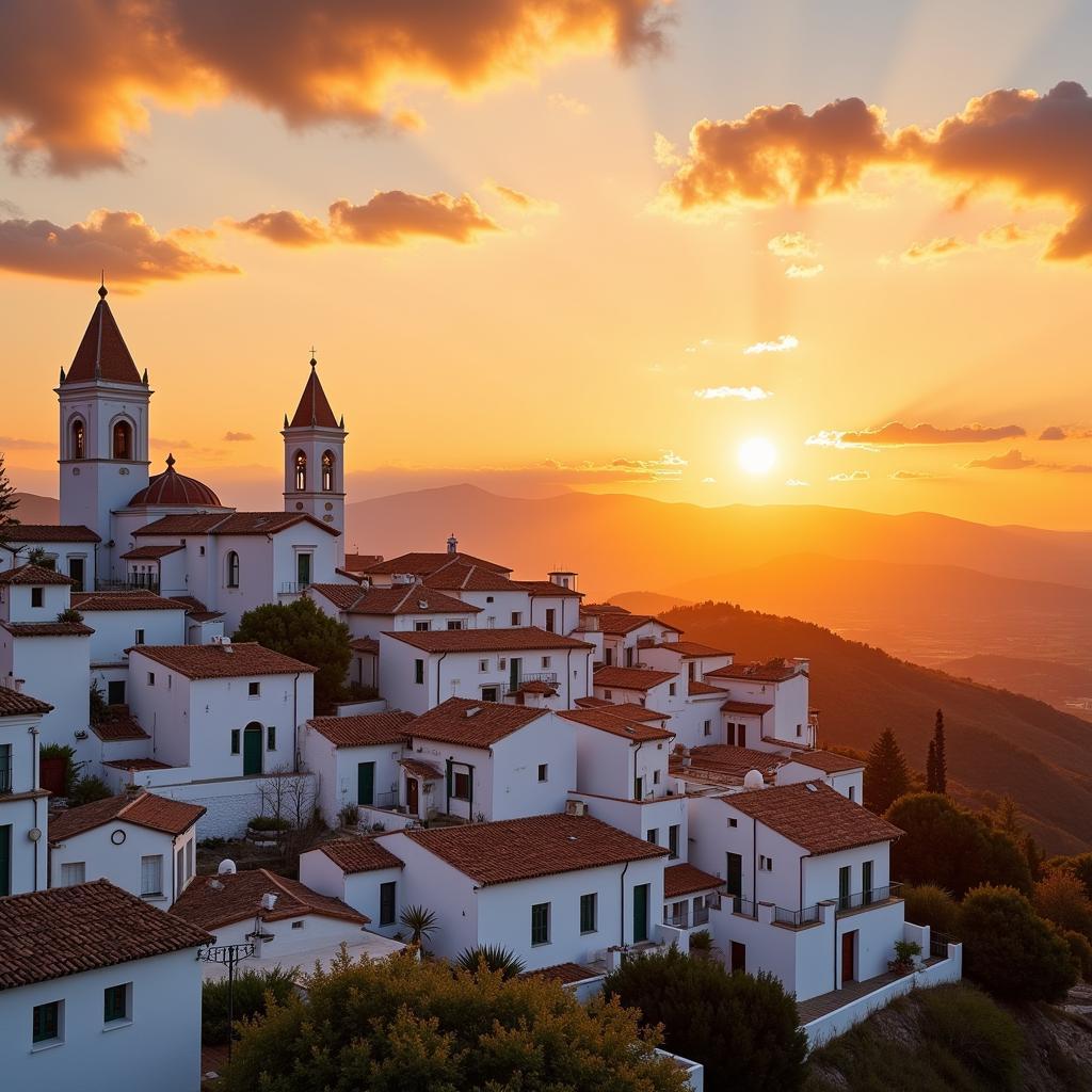 Sunset over a picturesque Spanish town