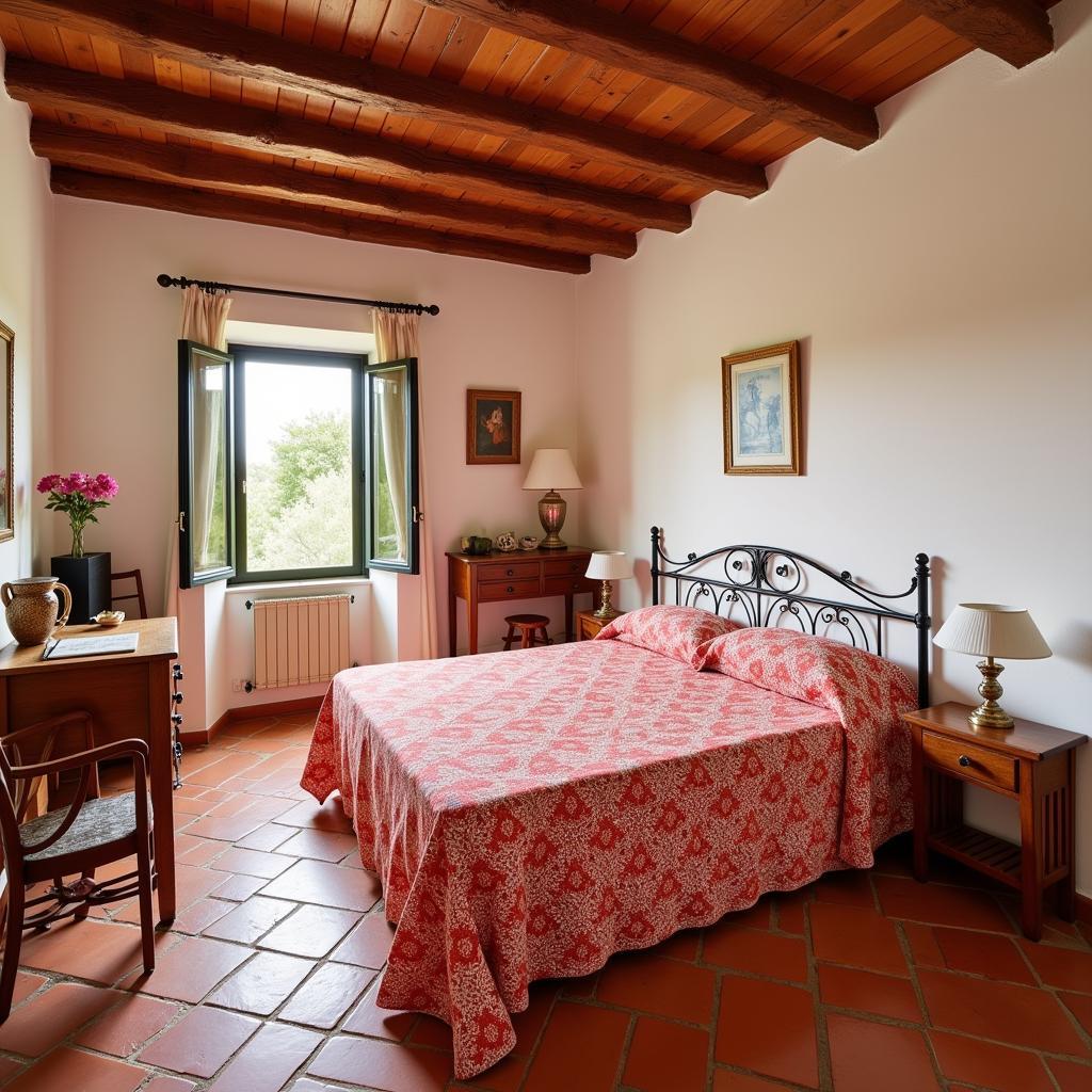  A Spanish villa bedroom with Zara Home coralina sheets on the bed