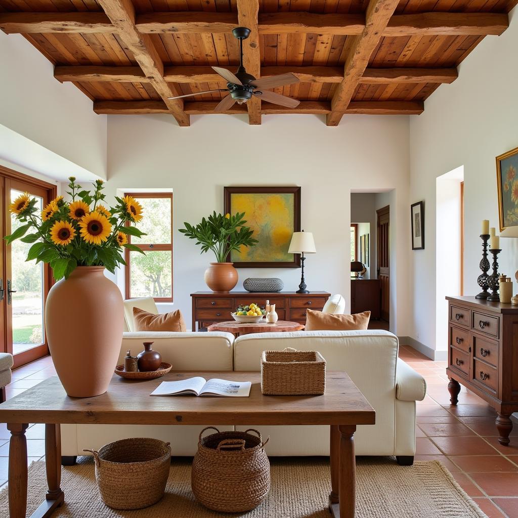 Spanish villa interior with rustic Boltze home accents