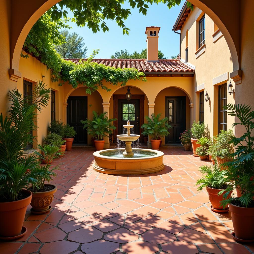 Tranquil Spanish Villa Courtyard