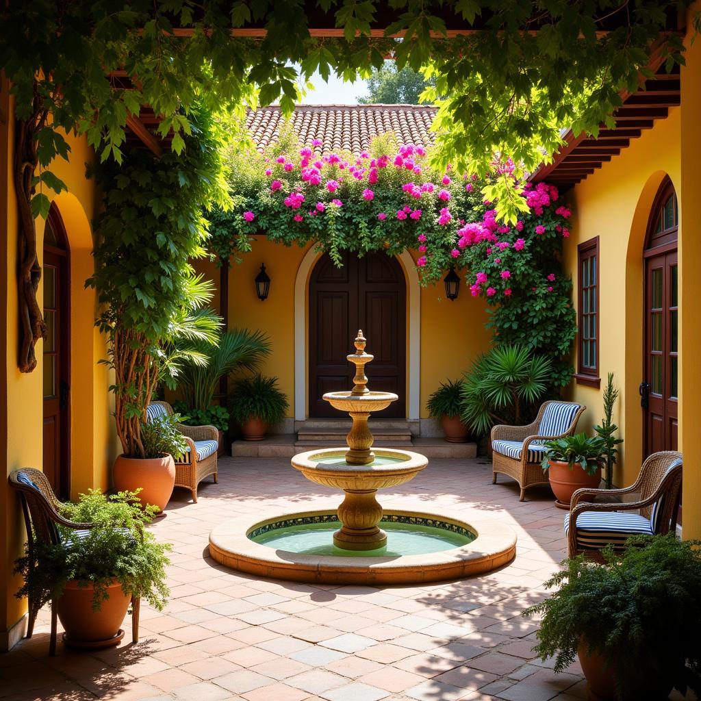 Tranquil courtyard of a Spanish villa