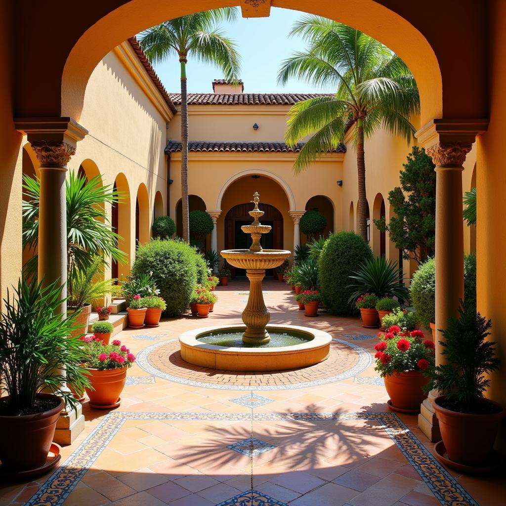 Traditional Spanish villa with central courtyard