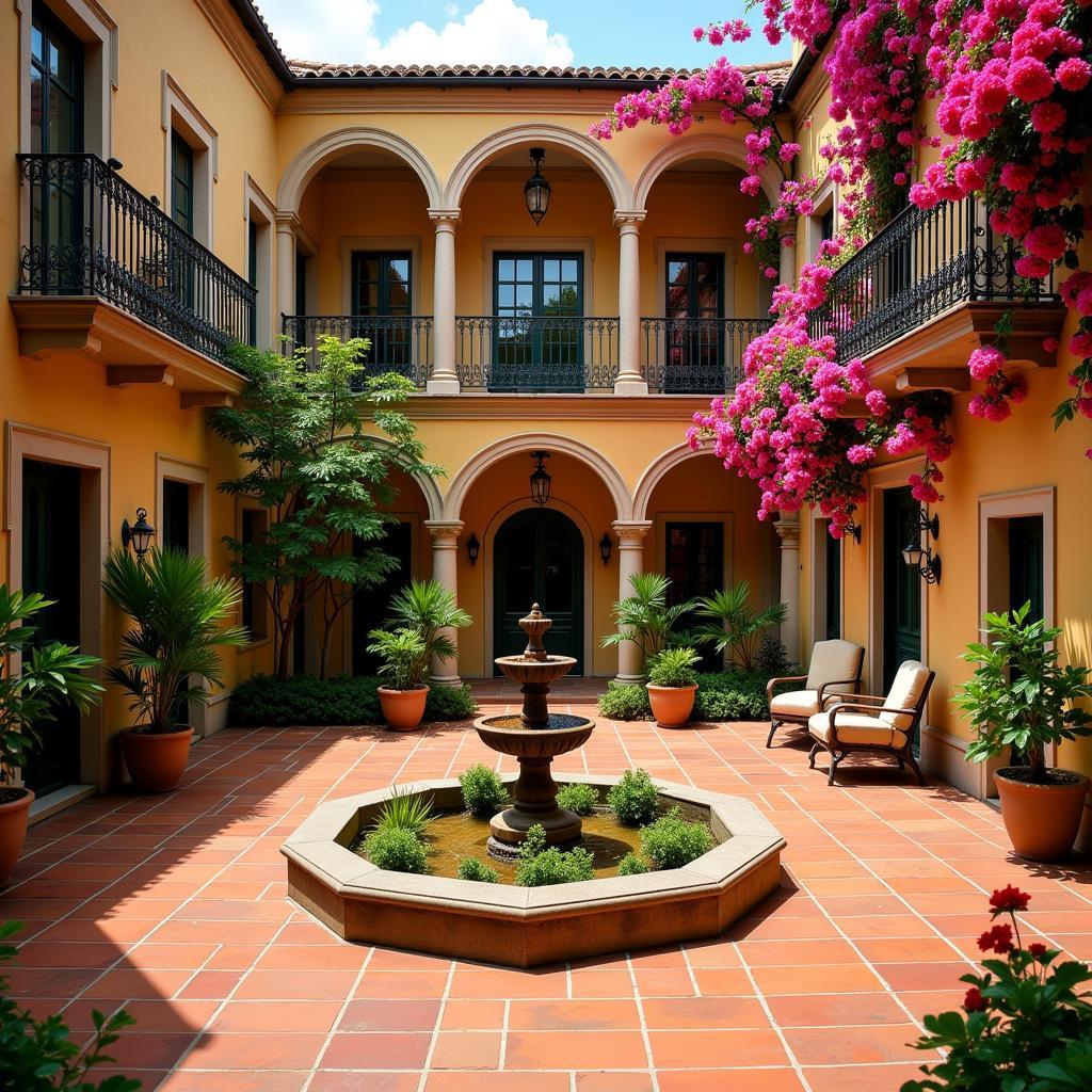 Tranquil courtyard of a traditional Spanish villa