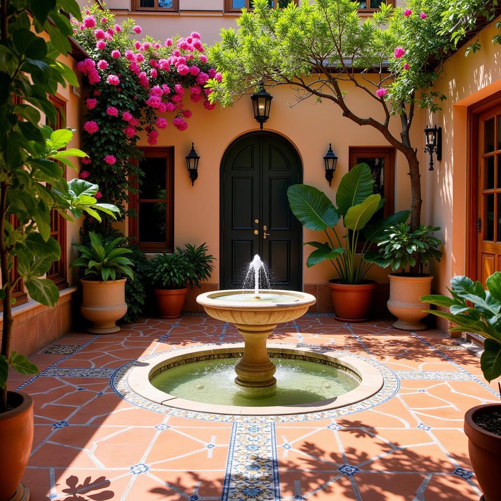 A picturesque Spanish villa courtyard