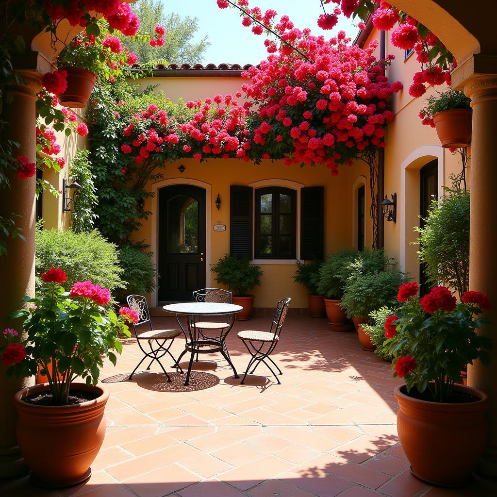 Tranquil courtyard of a traditional Spanish villa