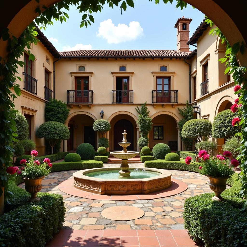 Traditional Spanish villa with a courtyard