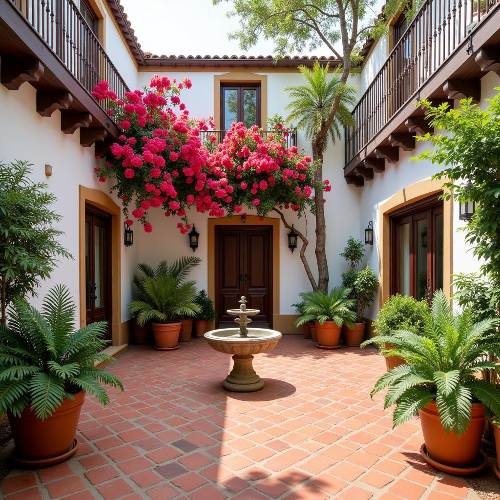 Sun-drenched courtyard of a Spanish villa