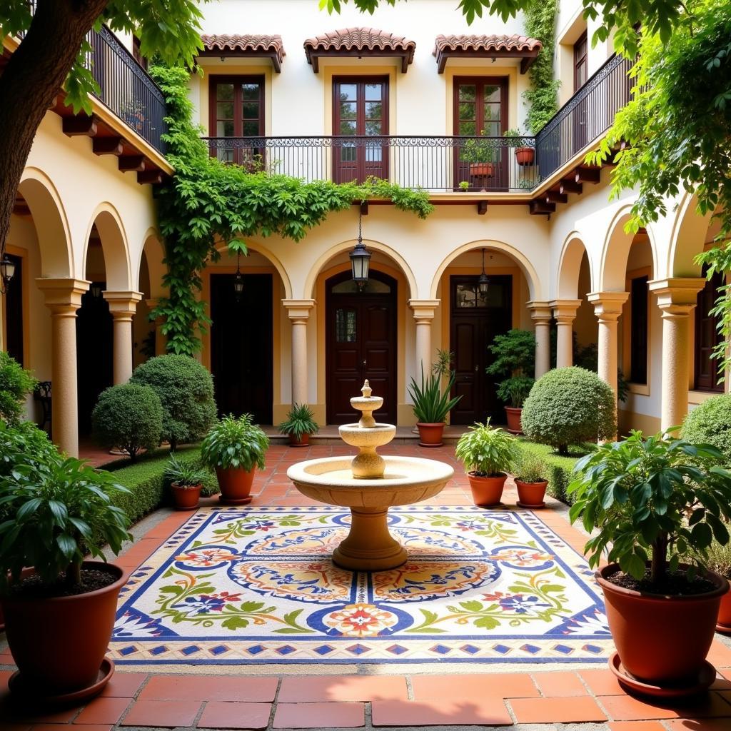 Tranquil courtyard of a Spanish villa