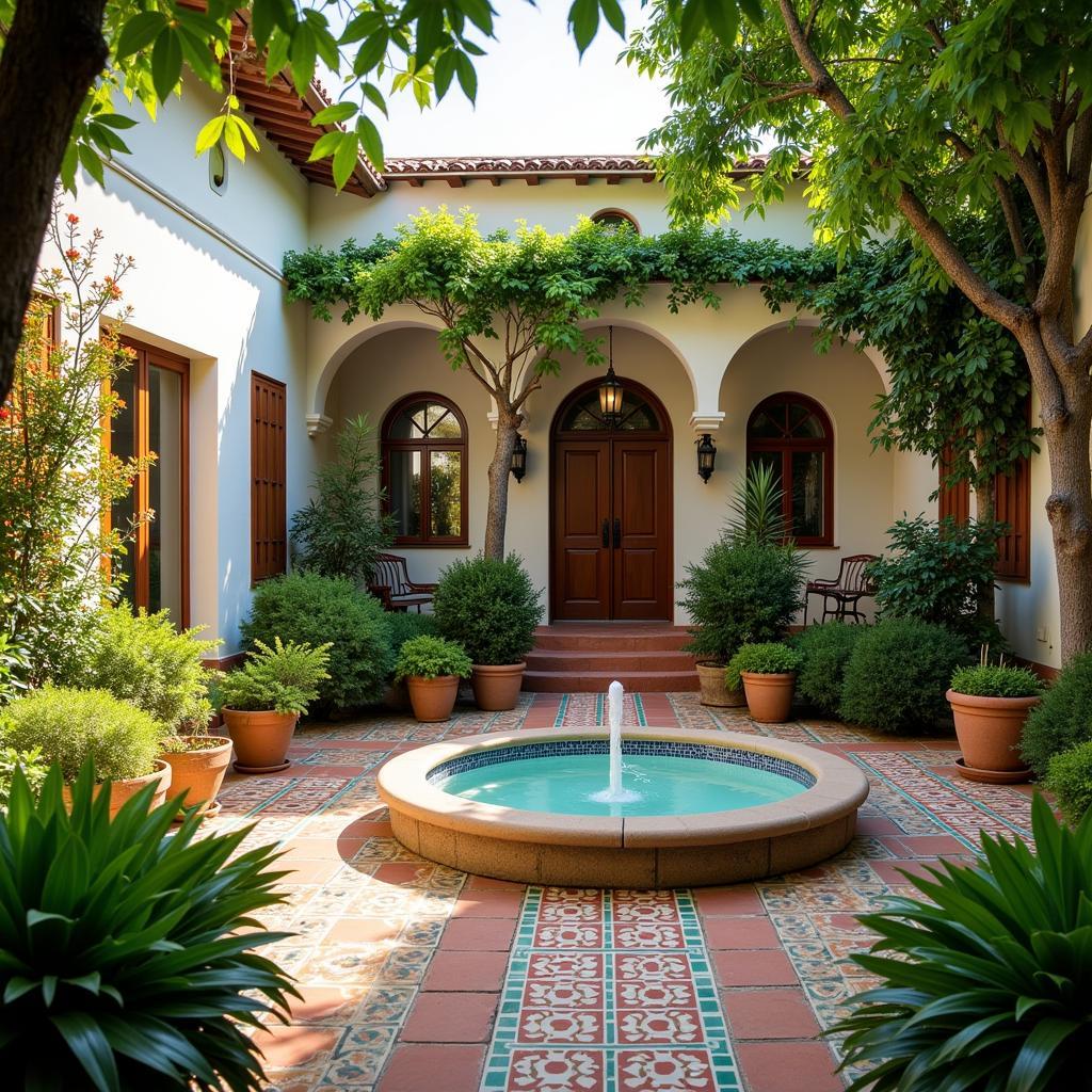 Peaceful courtyard of a Spanish villa