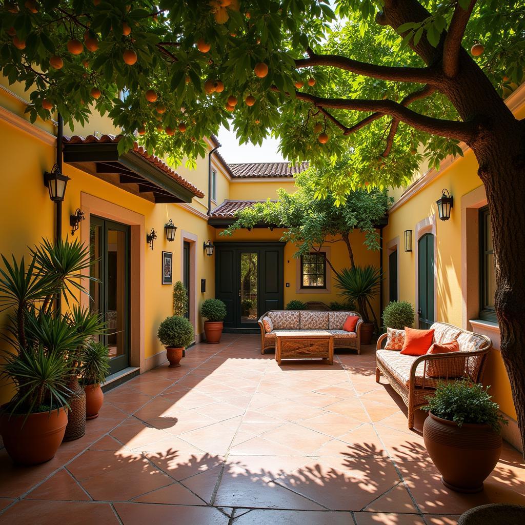 Tranquil courtyard of a Spanish villa