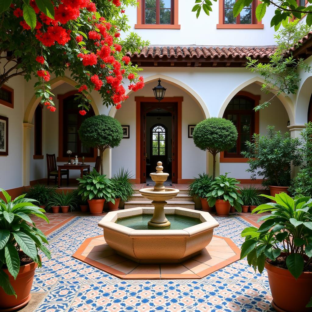 Tranquil Spanish Villa Courtyard