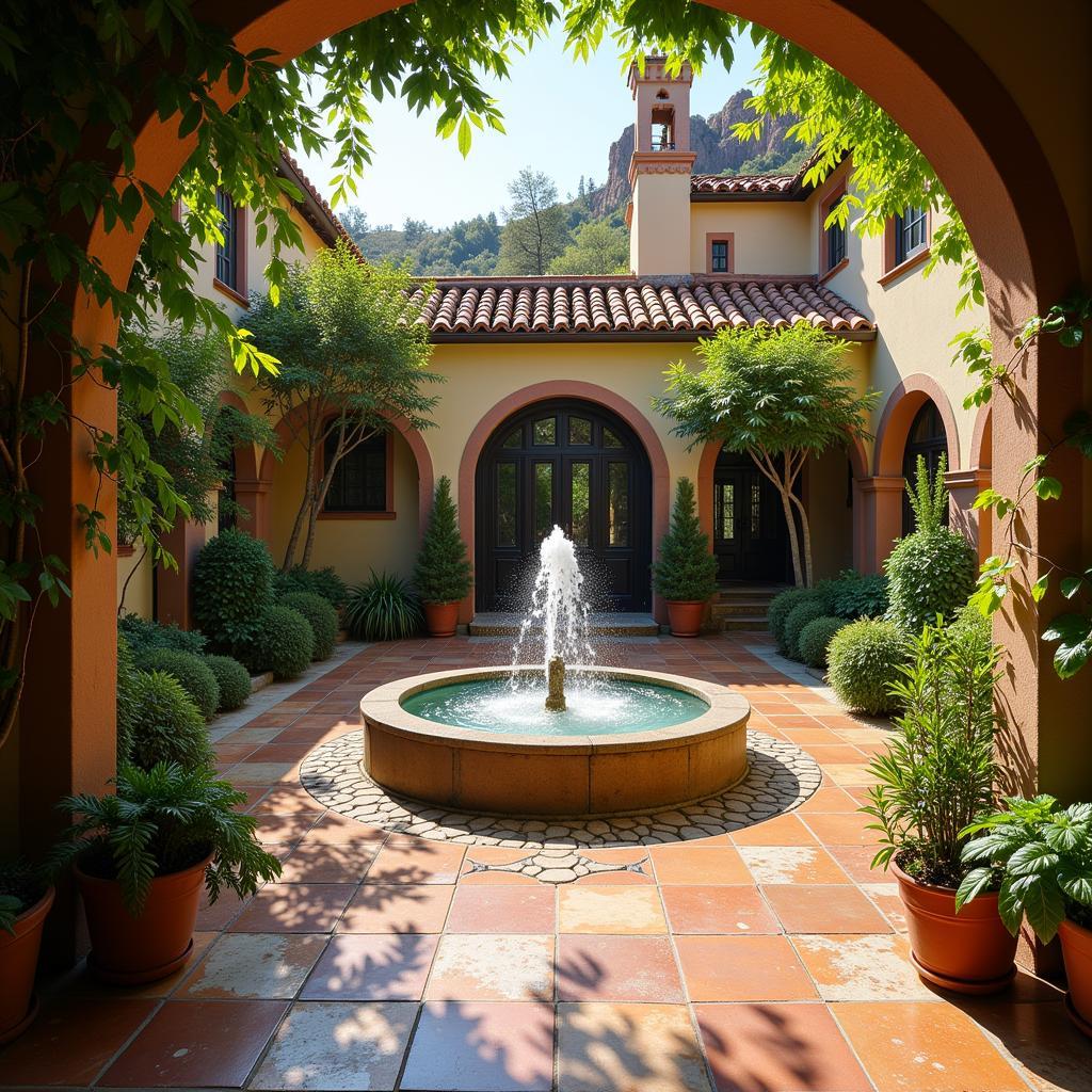 Tranquil courtyard of a Spanish villa