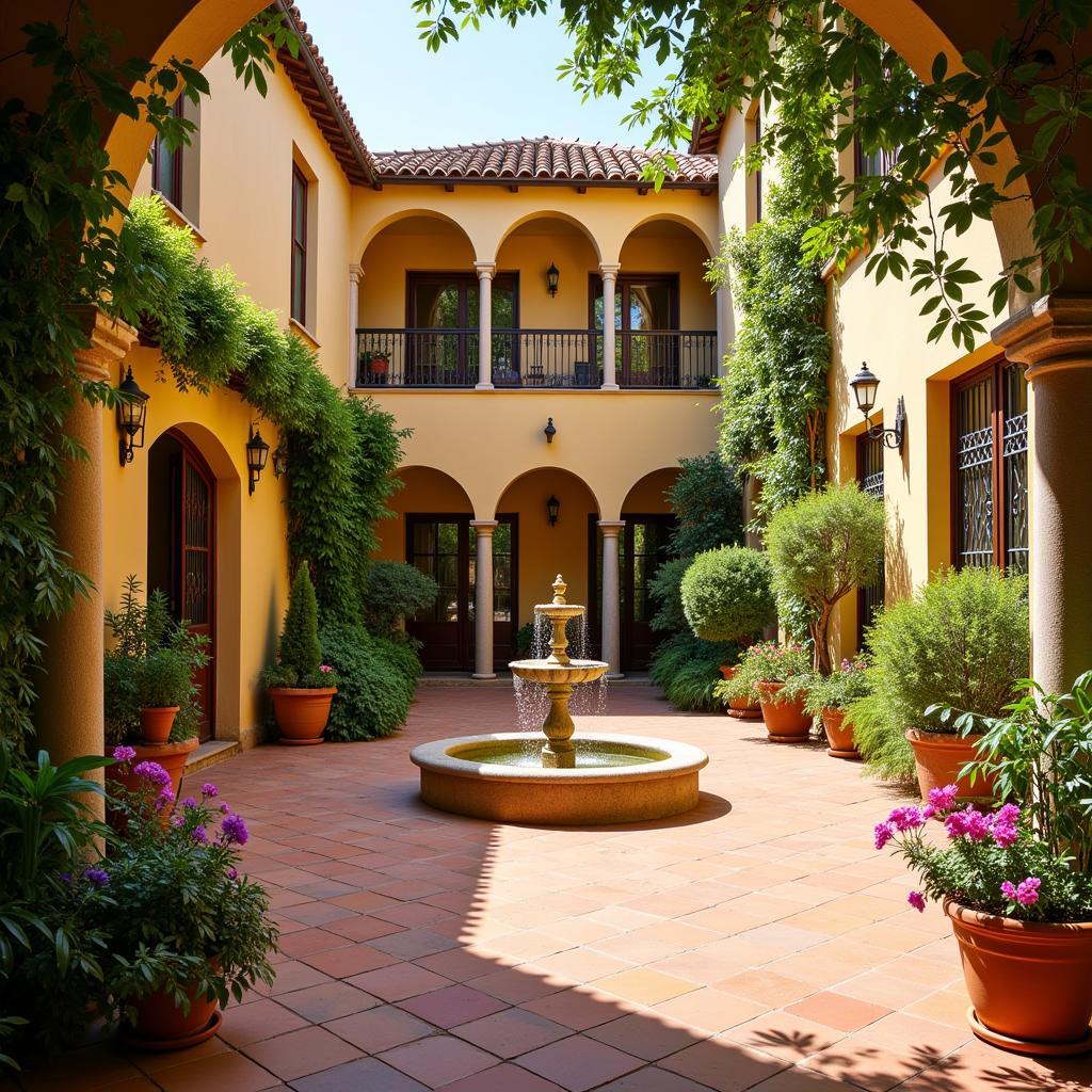 Peaceful Spanish Villa Courtyard