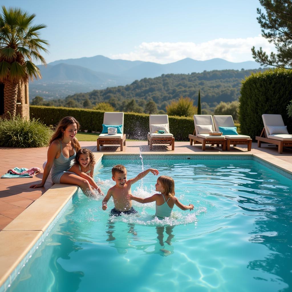 Family Enjoying their Spanish Villa Vacation