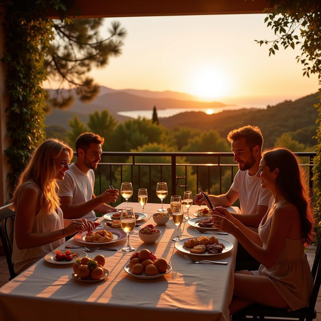 Family Dinner at a Spanish Villa