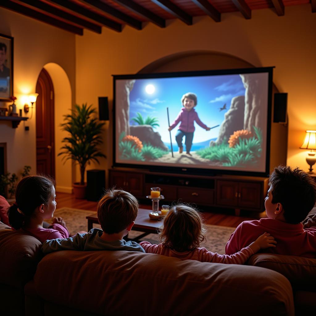 Family Movie Night in a Spanish Villa