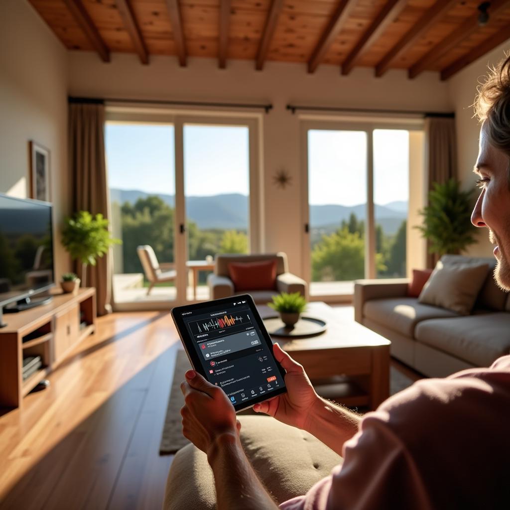 Using a tablet to control home assistant features in a Spanish villa