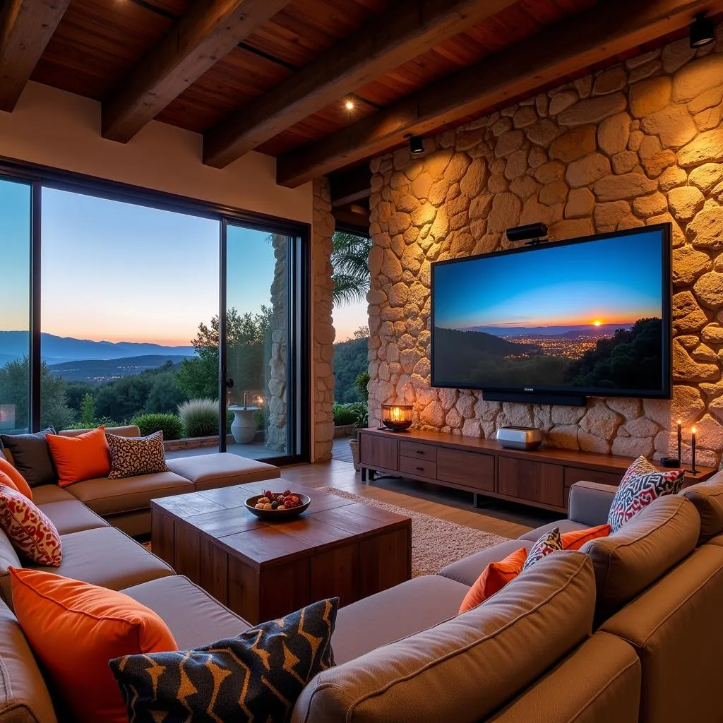 Home cinema setup in a Spanish villa