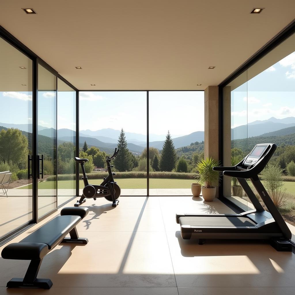 Modern home gym inside a Spanish villa