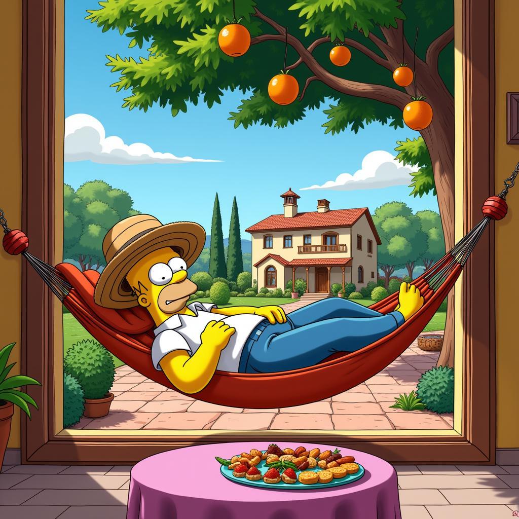 Homer Simpson Taking a Siesta in a Spanish Villa