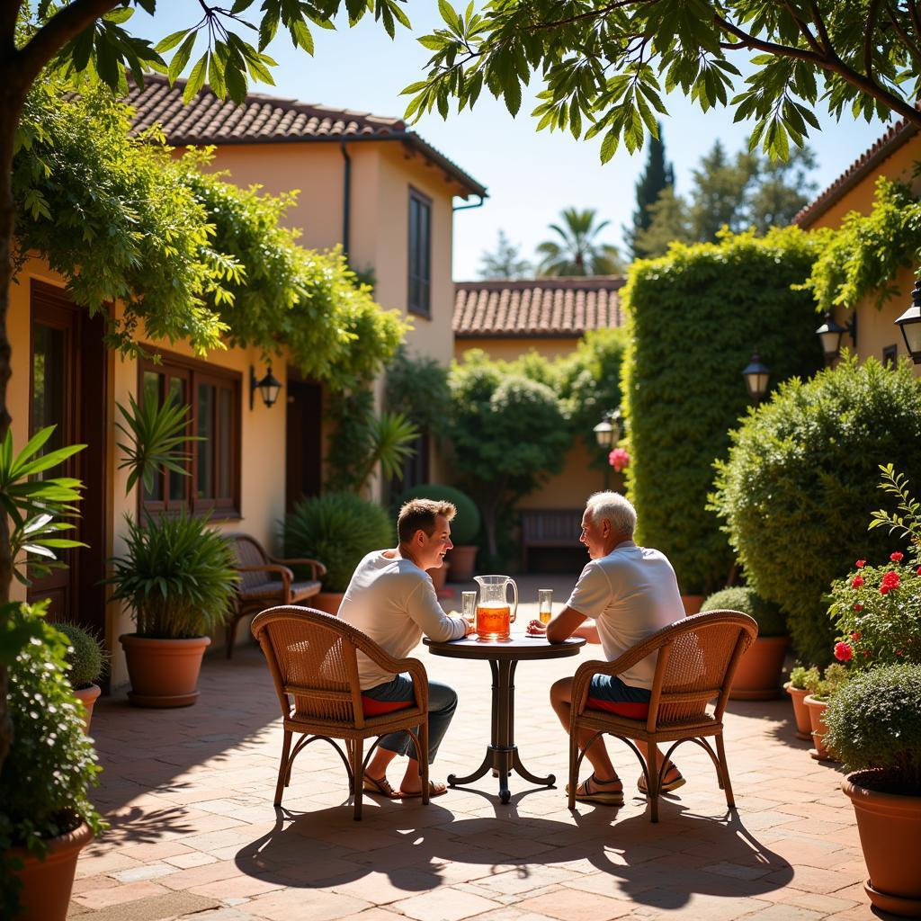 Couple relaxing in a Spanish villa homestay