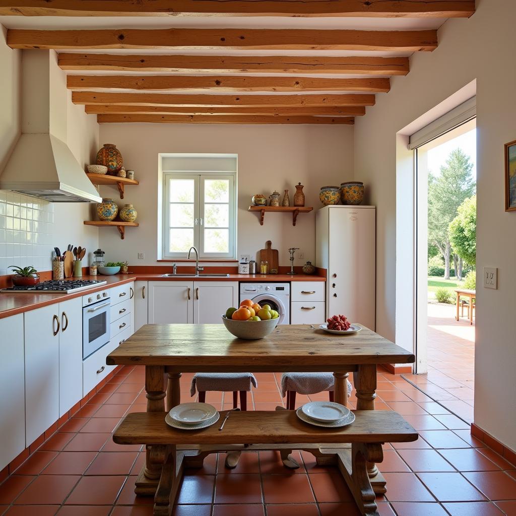 Traditional Spanish kitchen with colorful accents