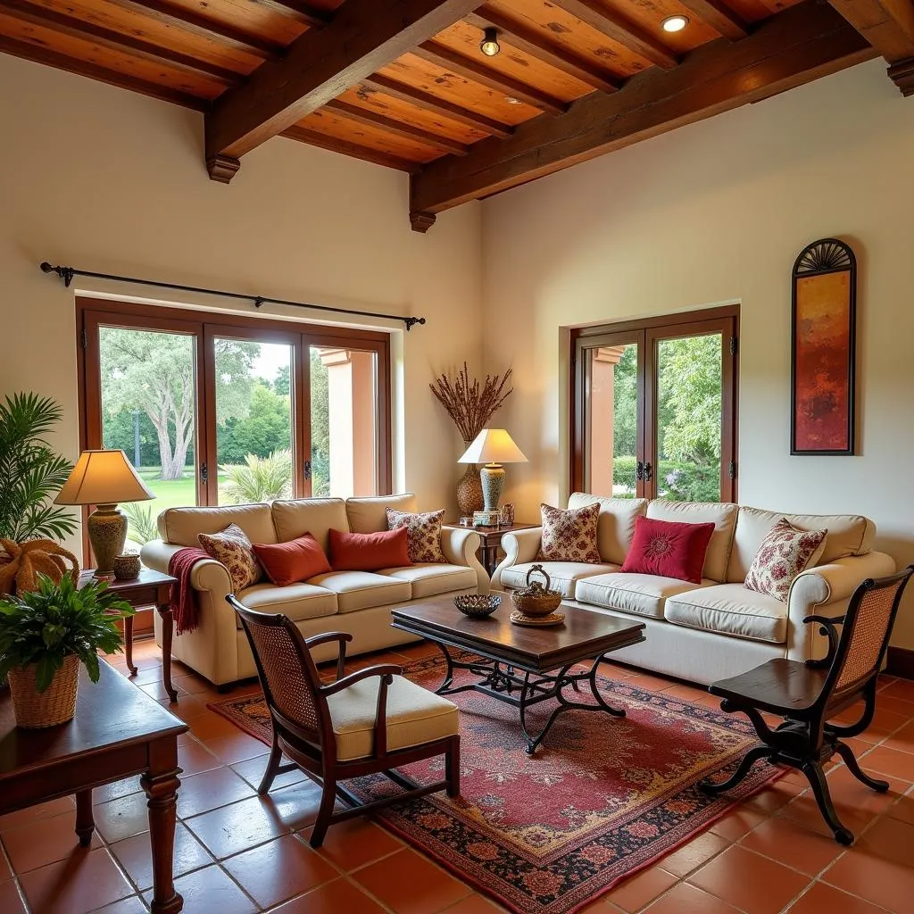 Spacious Spanish villa living room