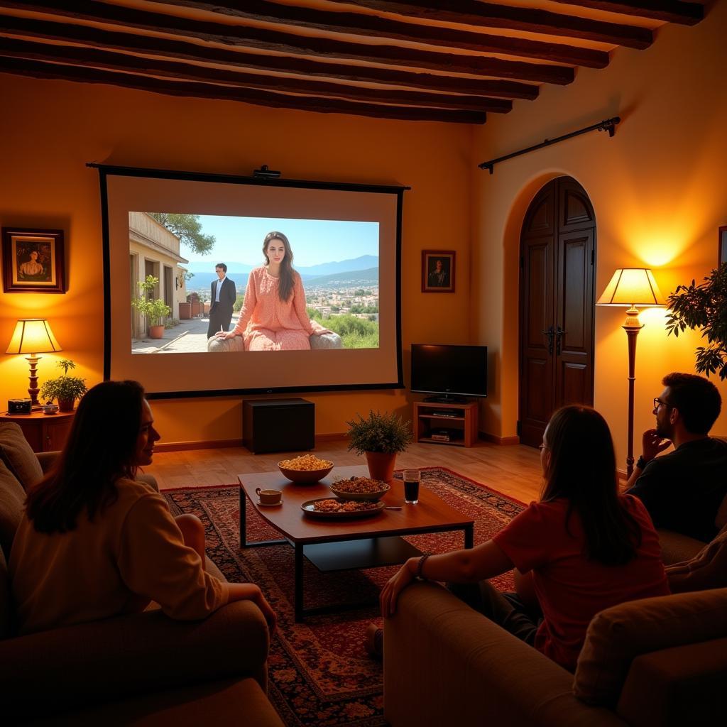 Movie night in a Spanish Villa