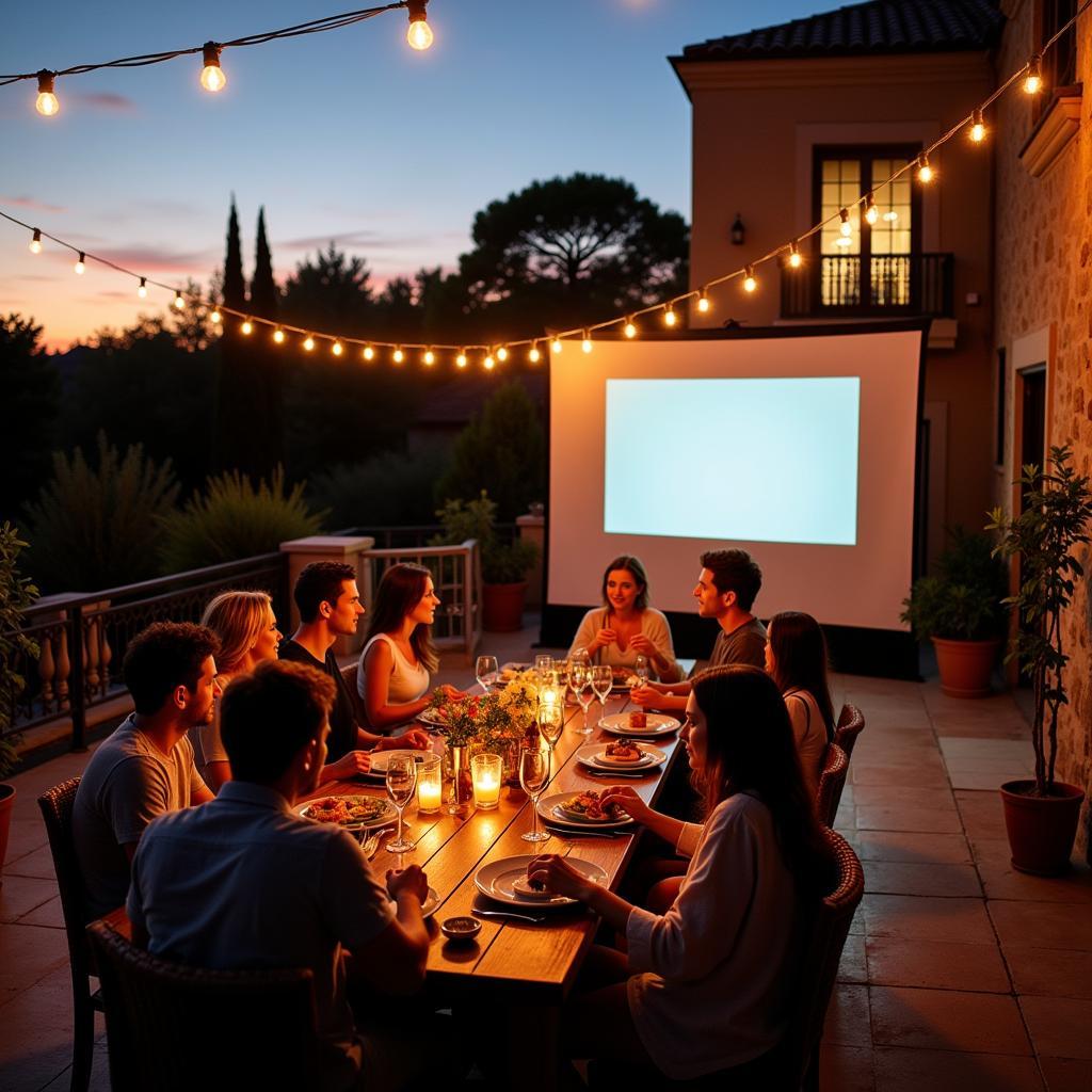 Outdoor Cinema Experience in a Spanish Villa