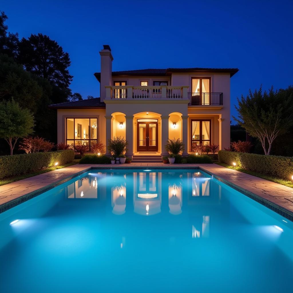 Spanish Villa Pool with Smart Lighting