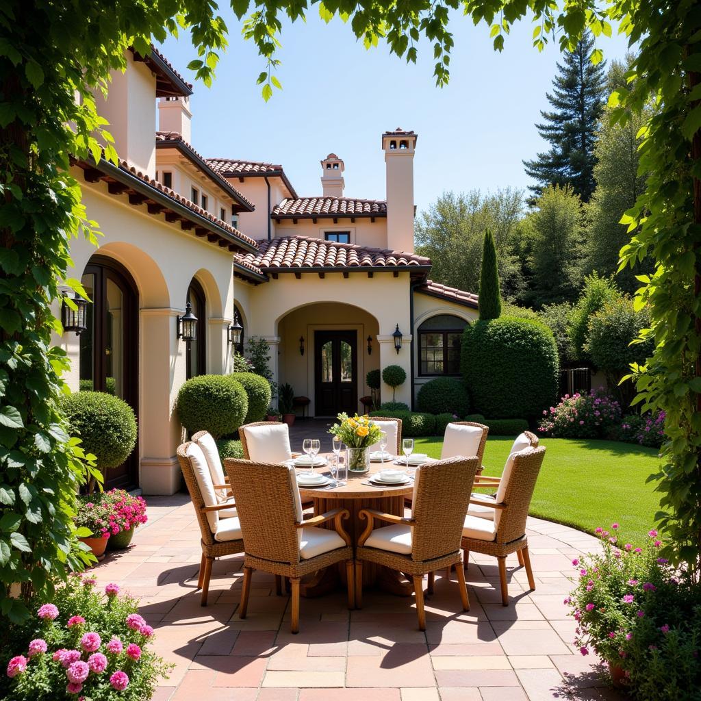 Outdoor patio of a luxury Spanish villa