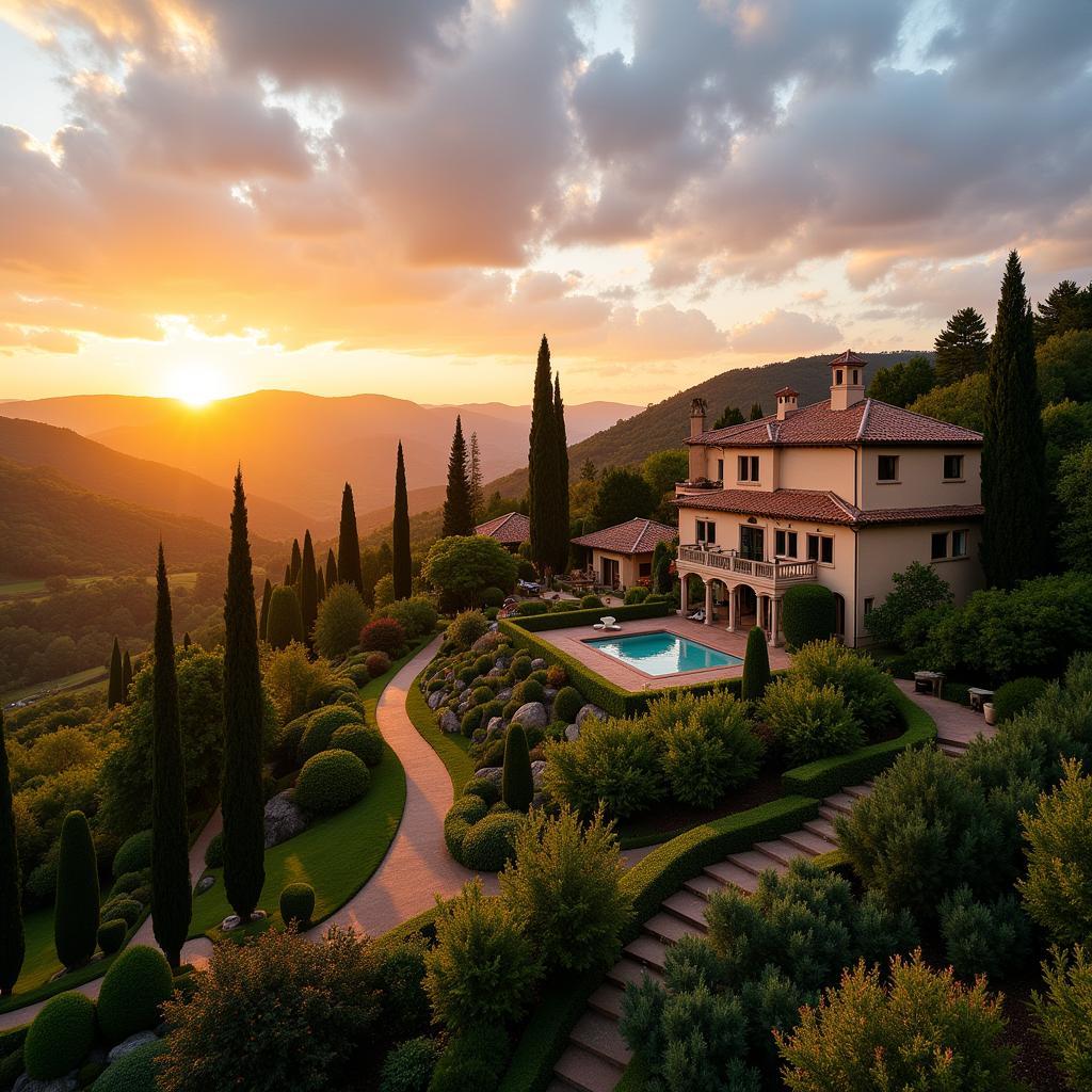 Sunset over a Spanish Villa