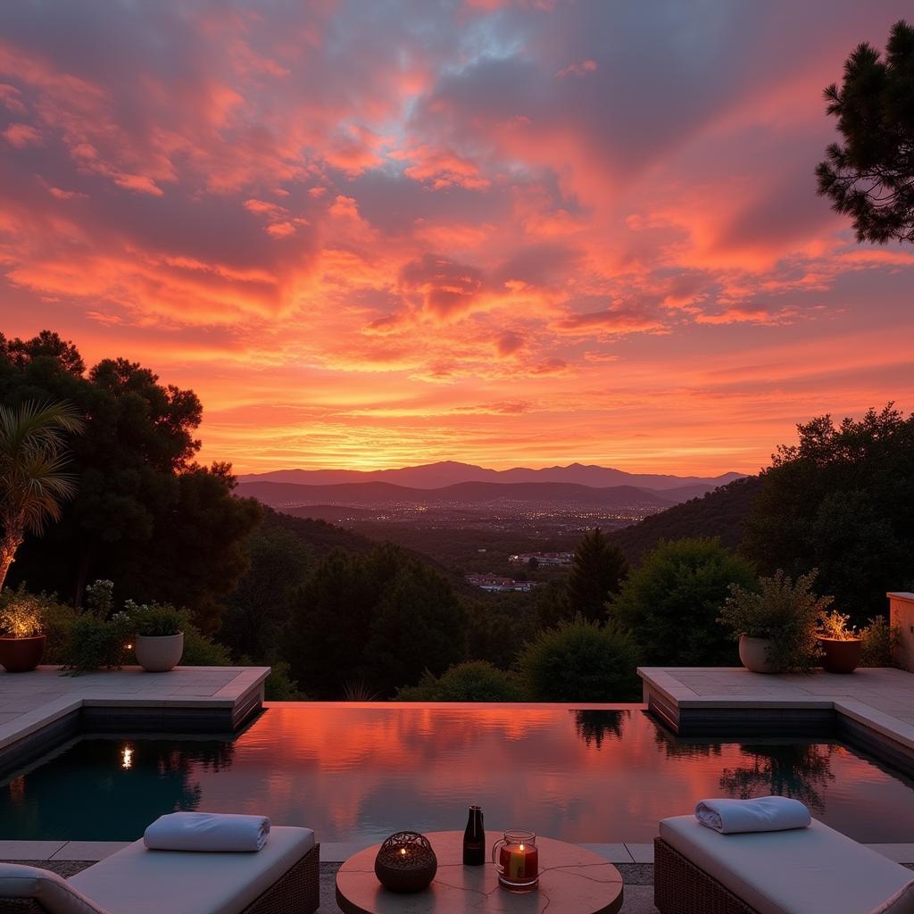 Relaxing in a Spanish Villa at Sunset