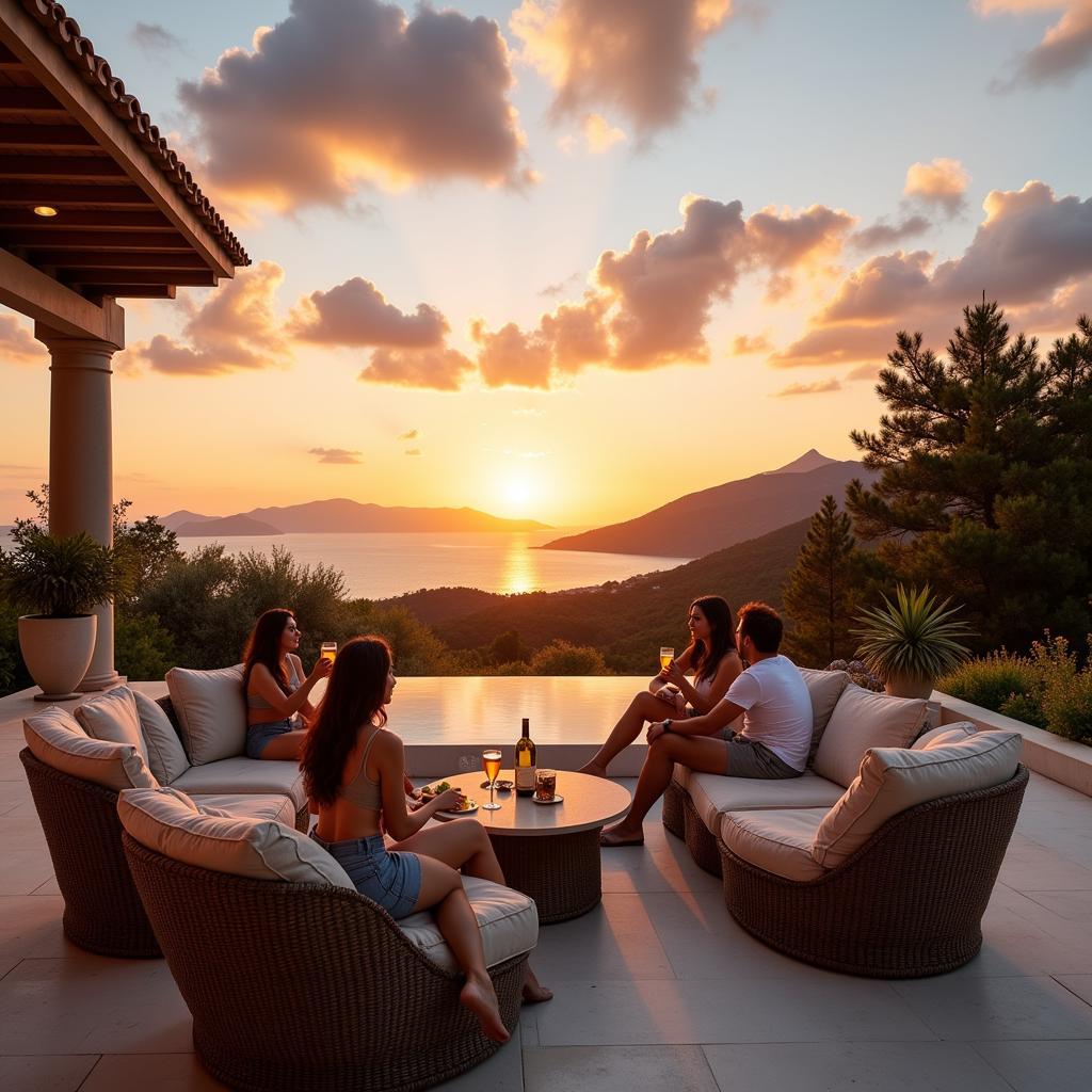 Enjoying the sunset from a Spanish villa