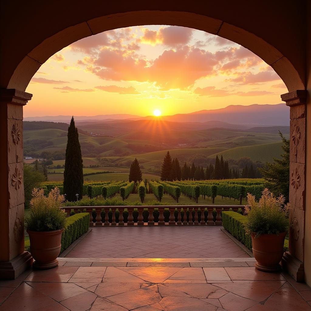 Sunset View from a Spanish Villa