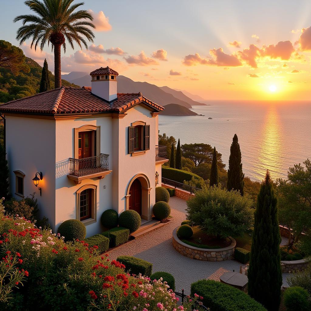 Spanish Villa at Sunset