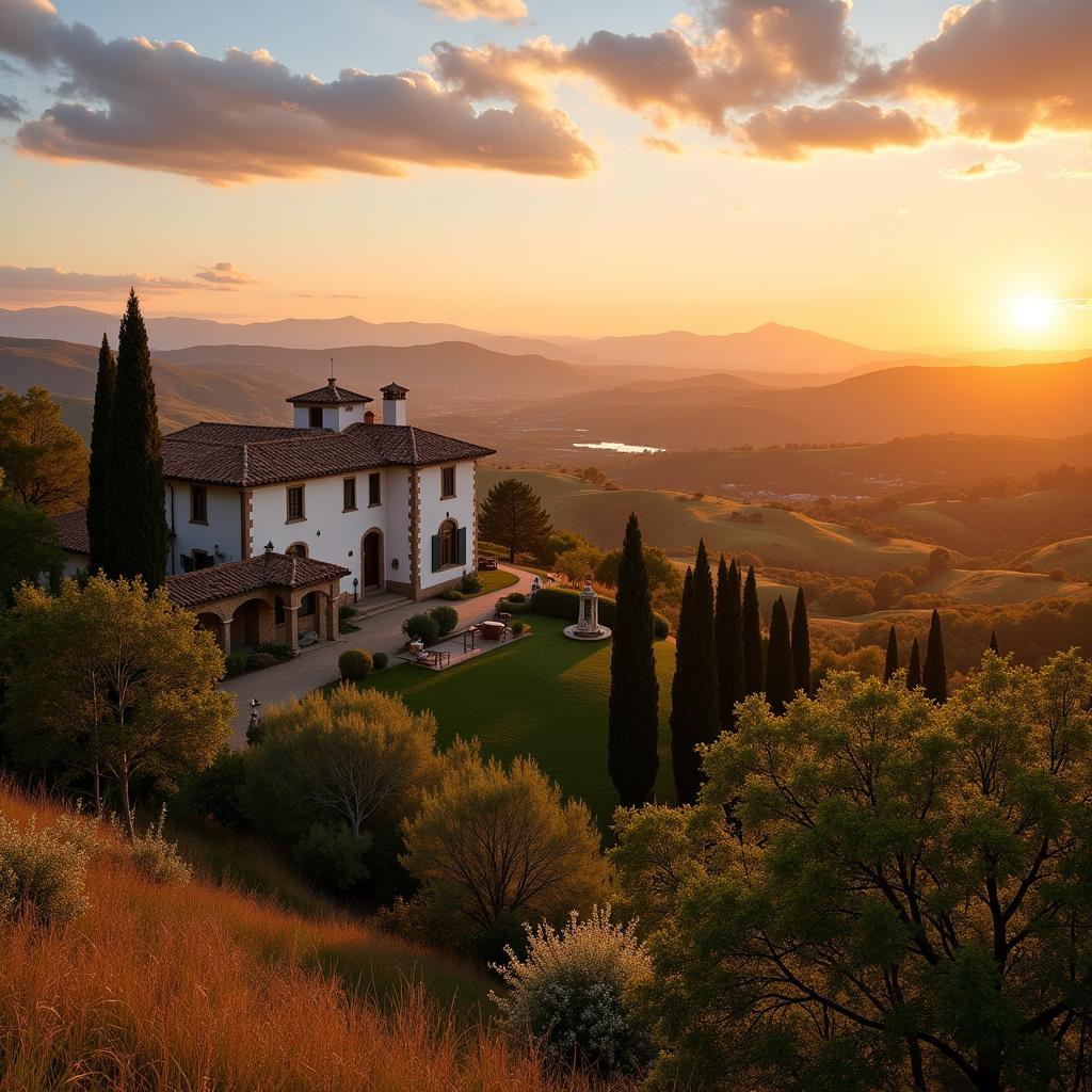 Spanish villa with a sunset view