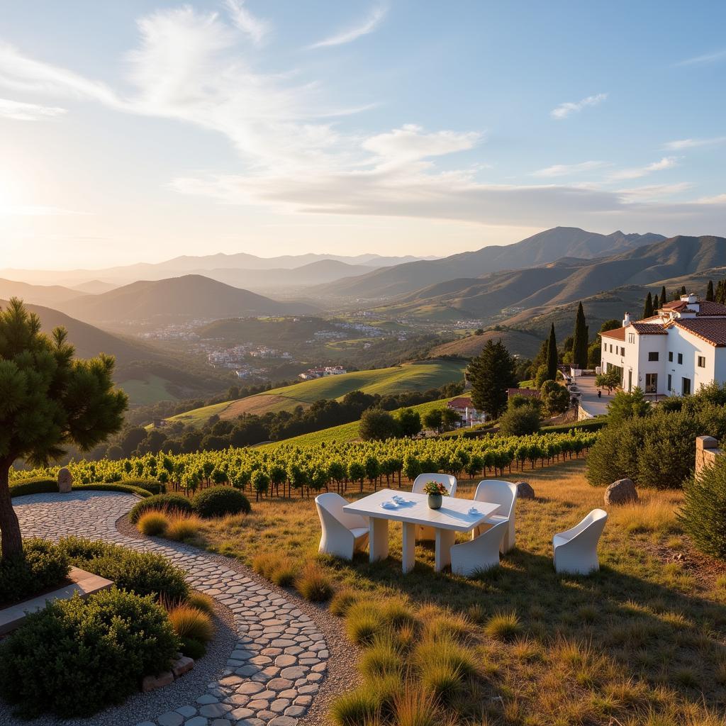 Stunning view from a Dhestia Home villa overlooking the Spanish countryside