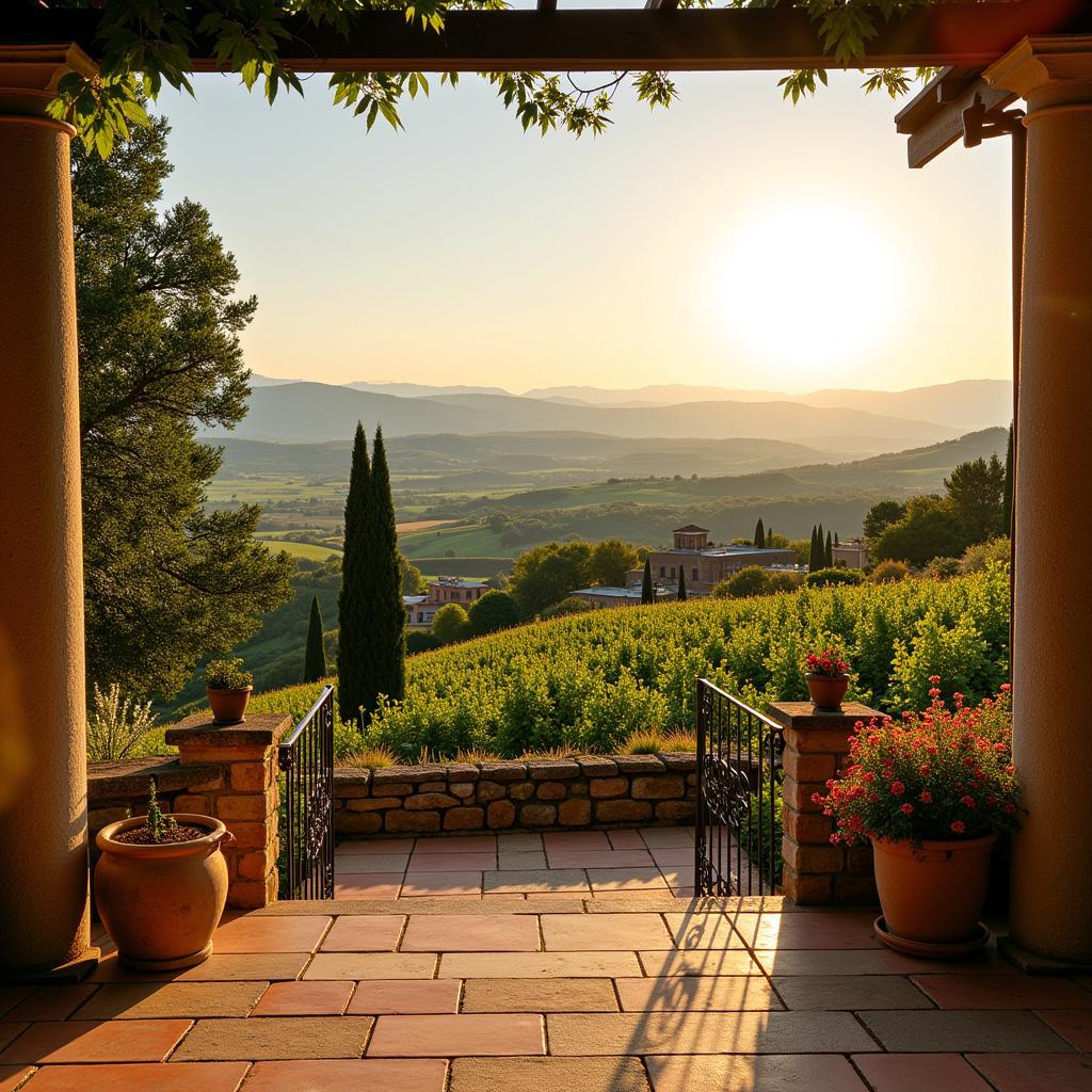 Stunning view of the Spanish countryside from a villa terrace