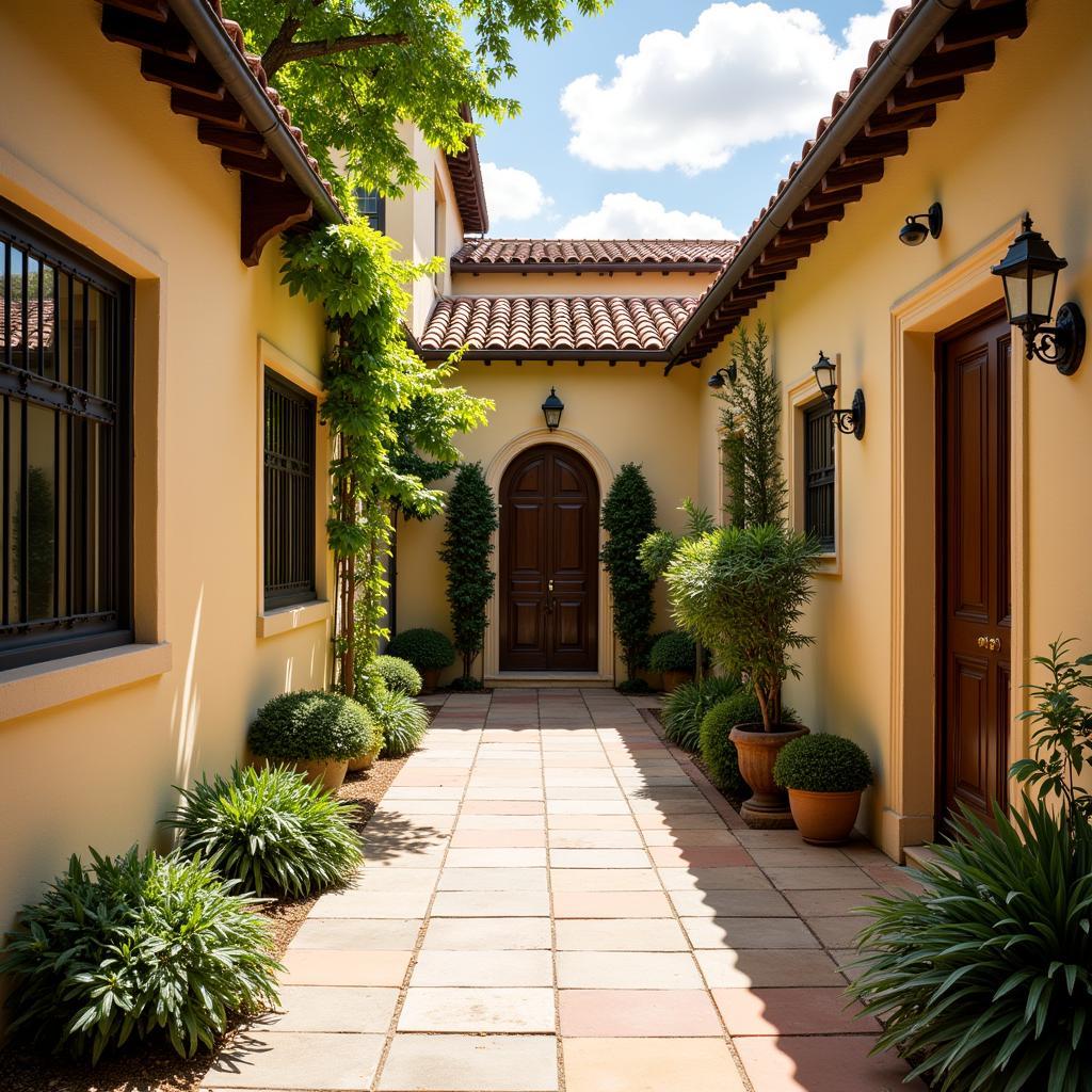 Security Camera Overlooking Spanish Villa Courtyard