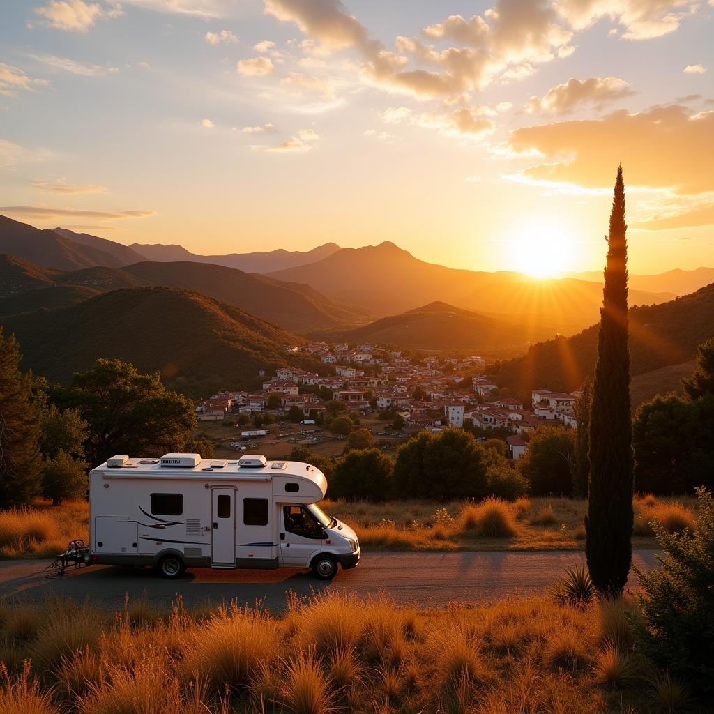 Exploring a Spanish Village by Mobile Home