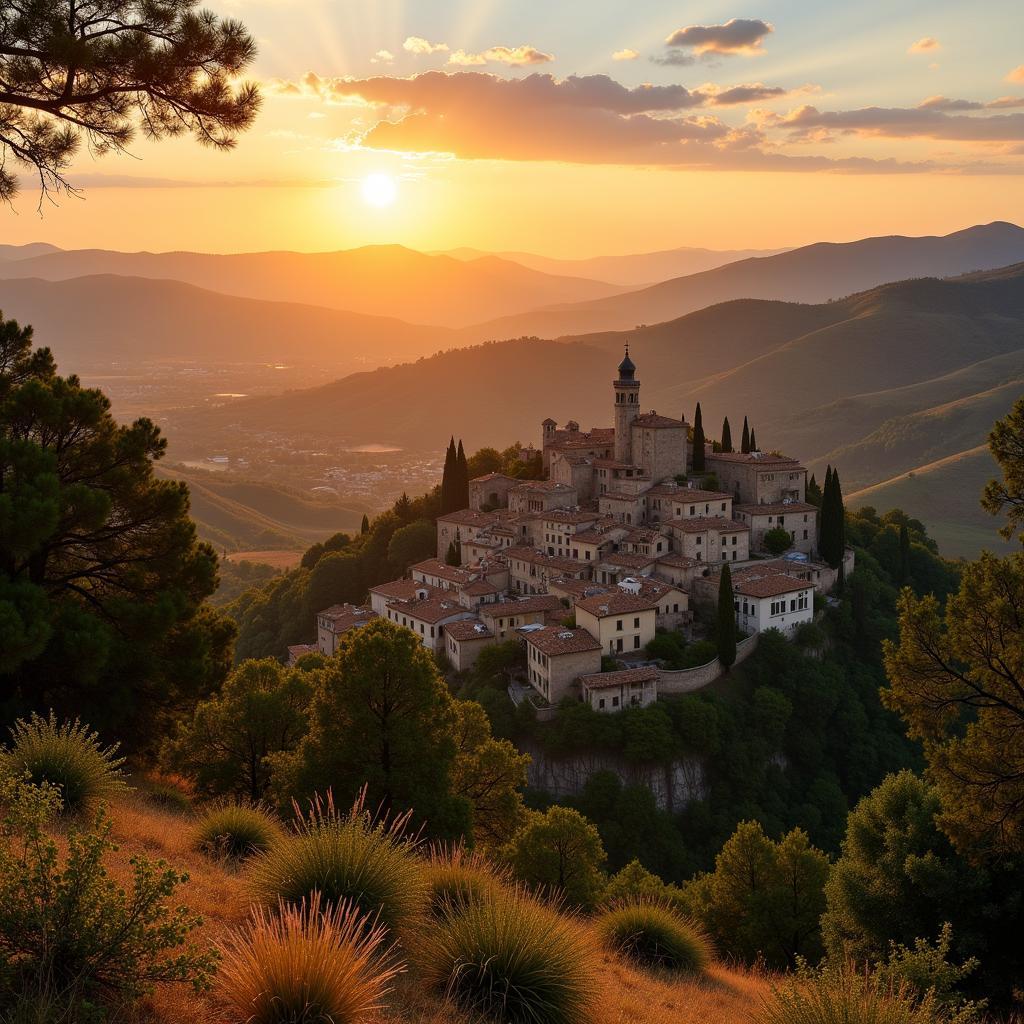 Spanish village at sunset