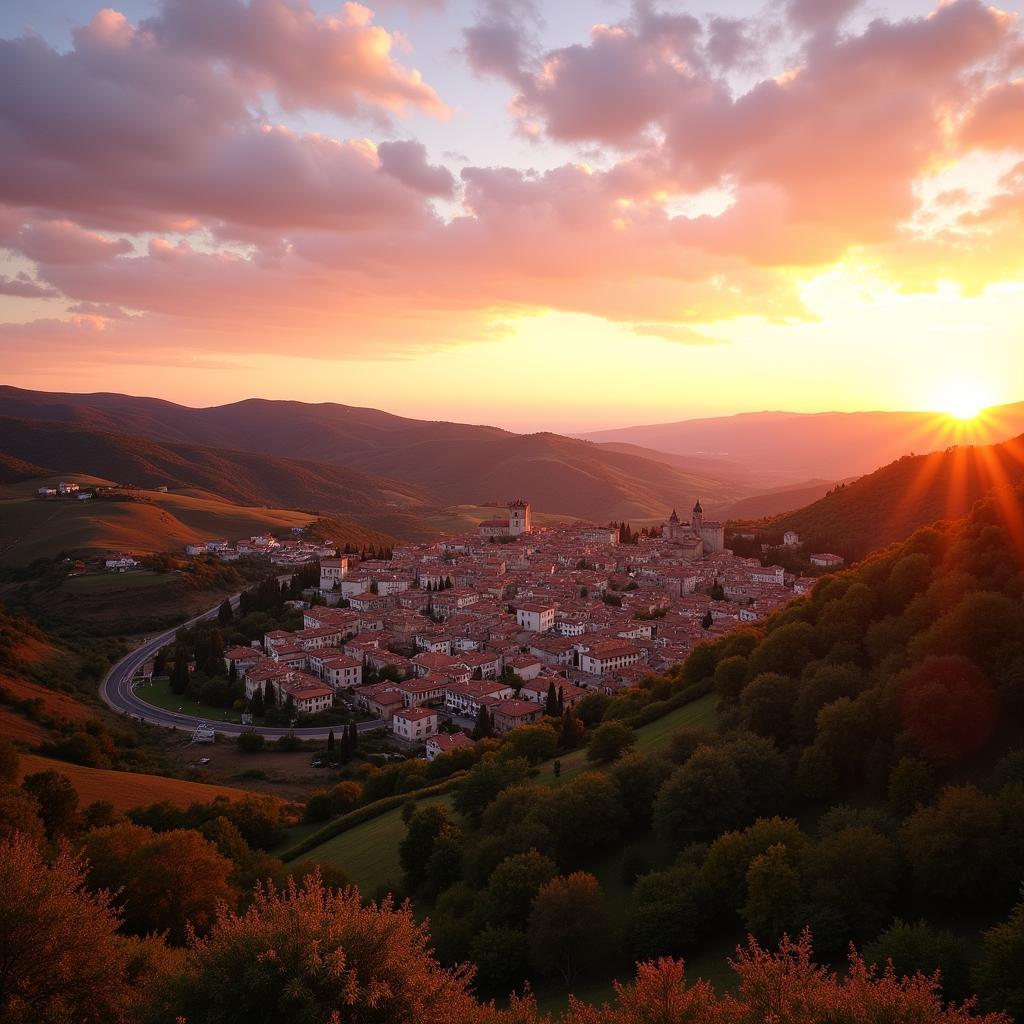 Sunset over a Spanish Village